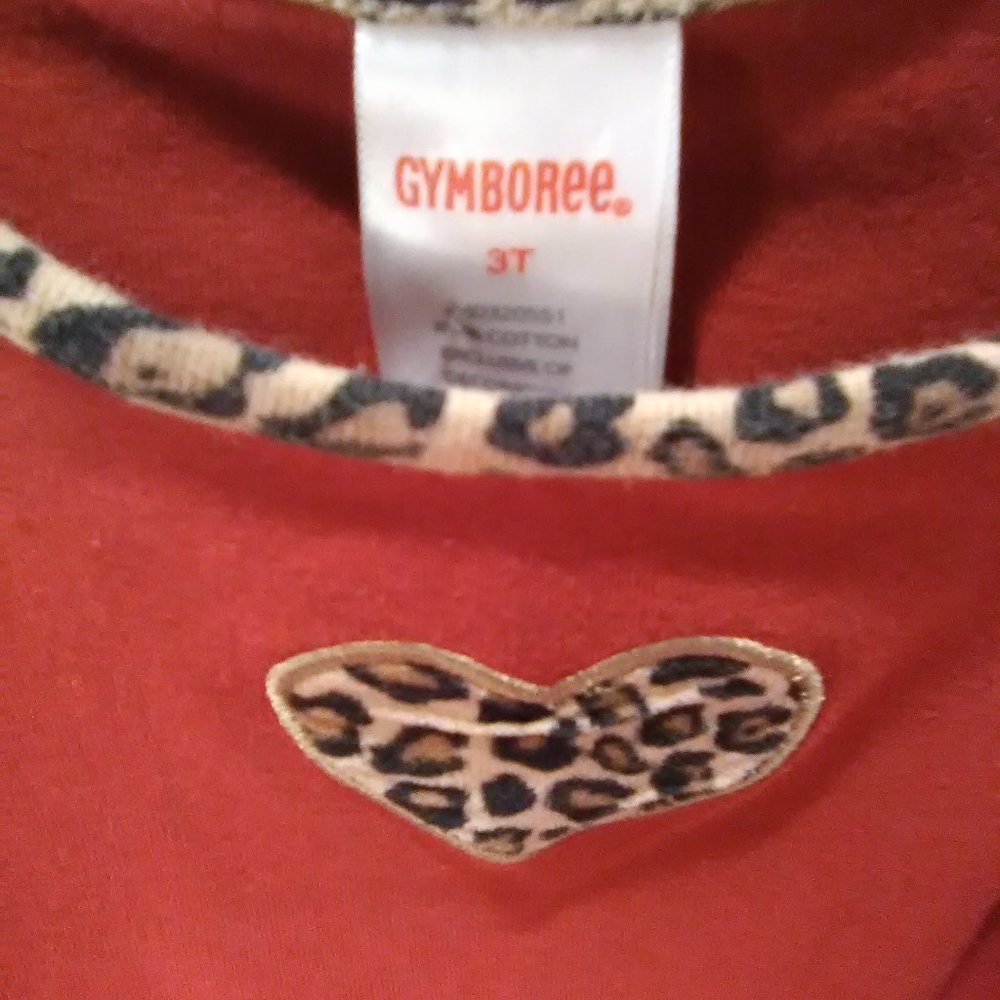 Gymboree Long Sleeve Top Color Red / Leopard Color Heart Size 3T - Picture 6 of 6